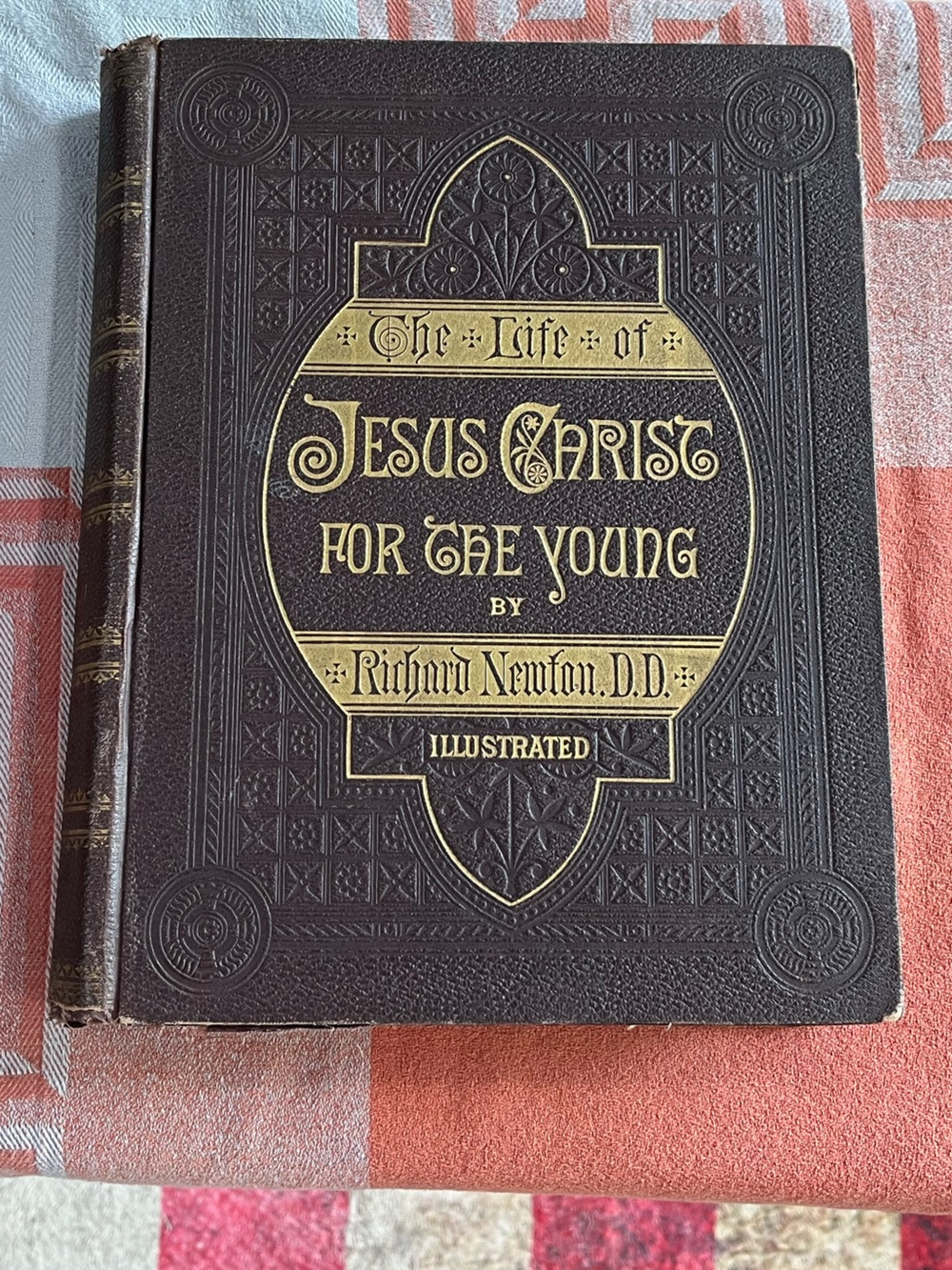 1880 Jesus Christ for the Young Embossed Book in Brown and Gold - Div. 2